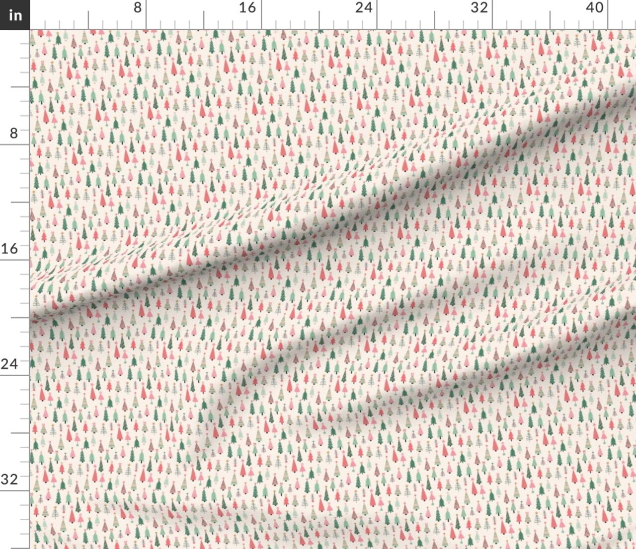 Various Fabrics by the Yard or Fat Quarter All Christmas Trees Mini Tree Holiday Pink Green Custom Printed Fabric by Spoonflower